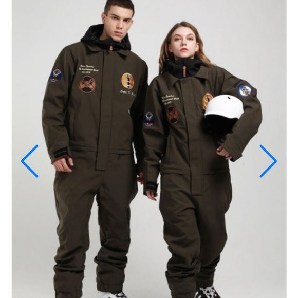 GSOU snow Army Green Unisex one piece ski and snowboard suit